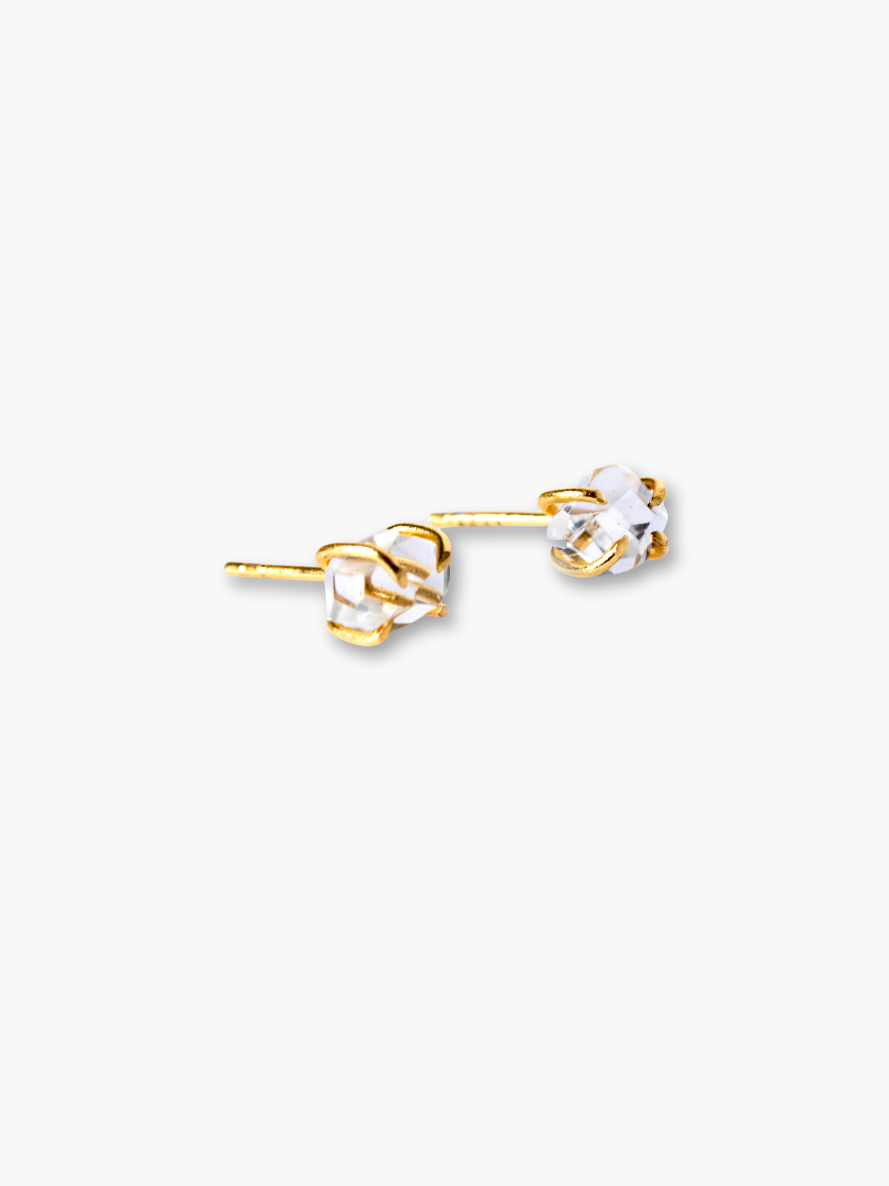 Gold Prong Herkimer Diamond Studs