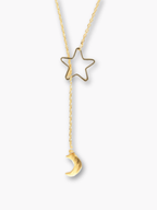 Star + Moon Lariat Necklace