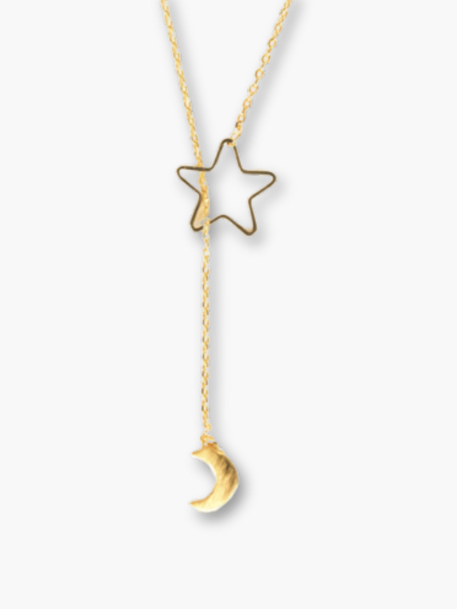 Star + Moon Lariat Necklace