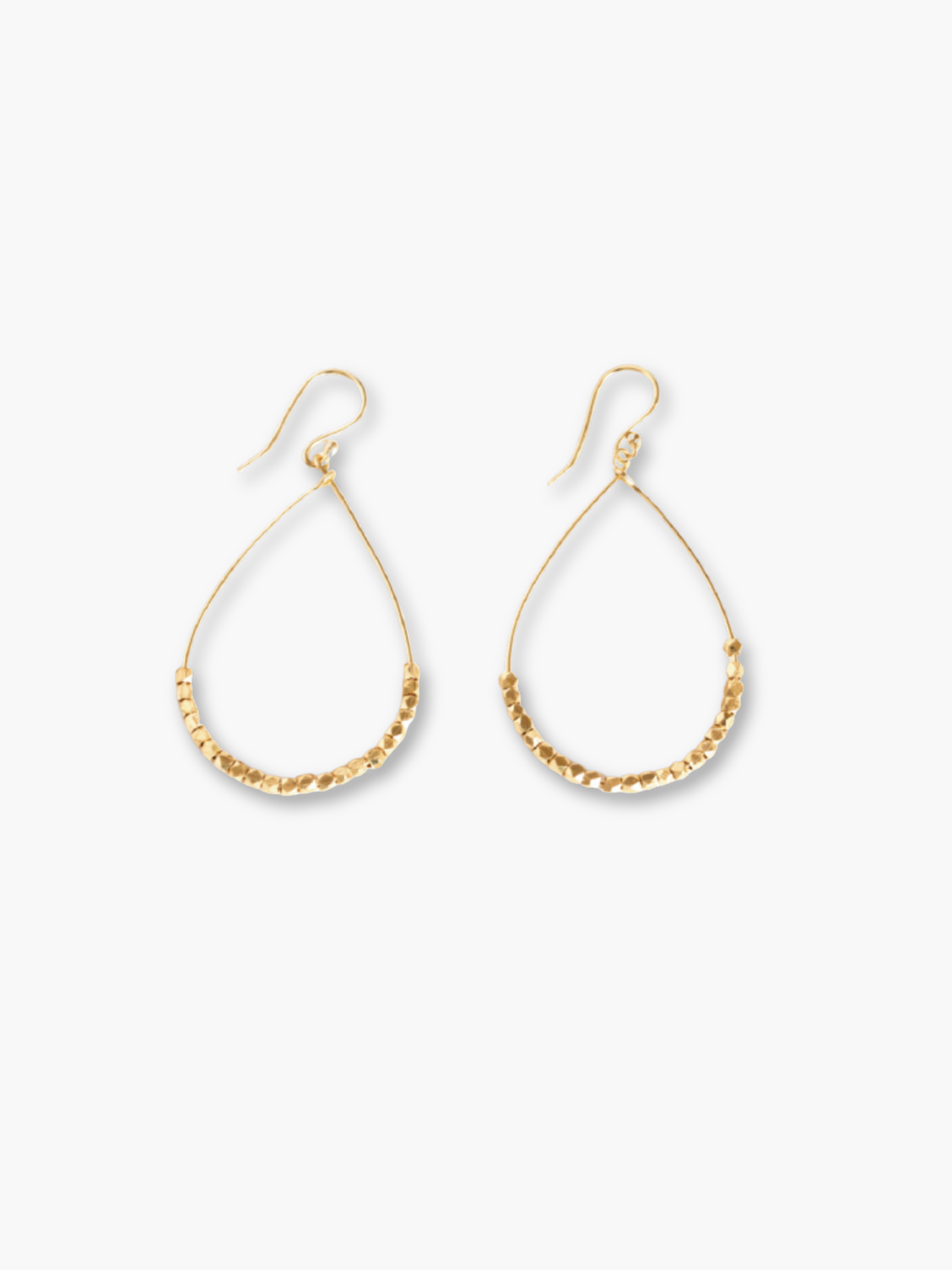 Gold Beaded Teardrop Earrings
