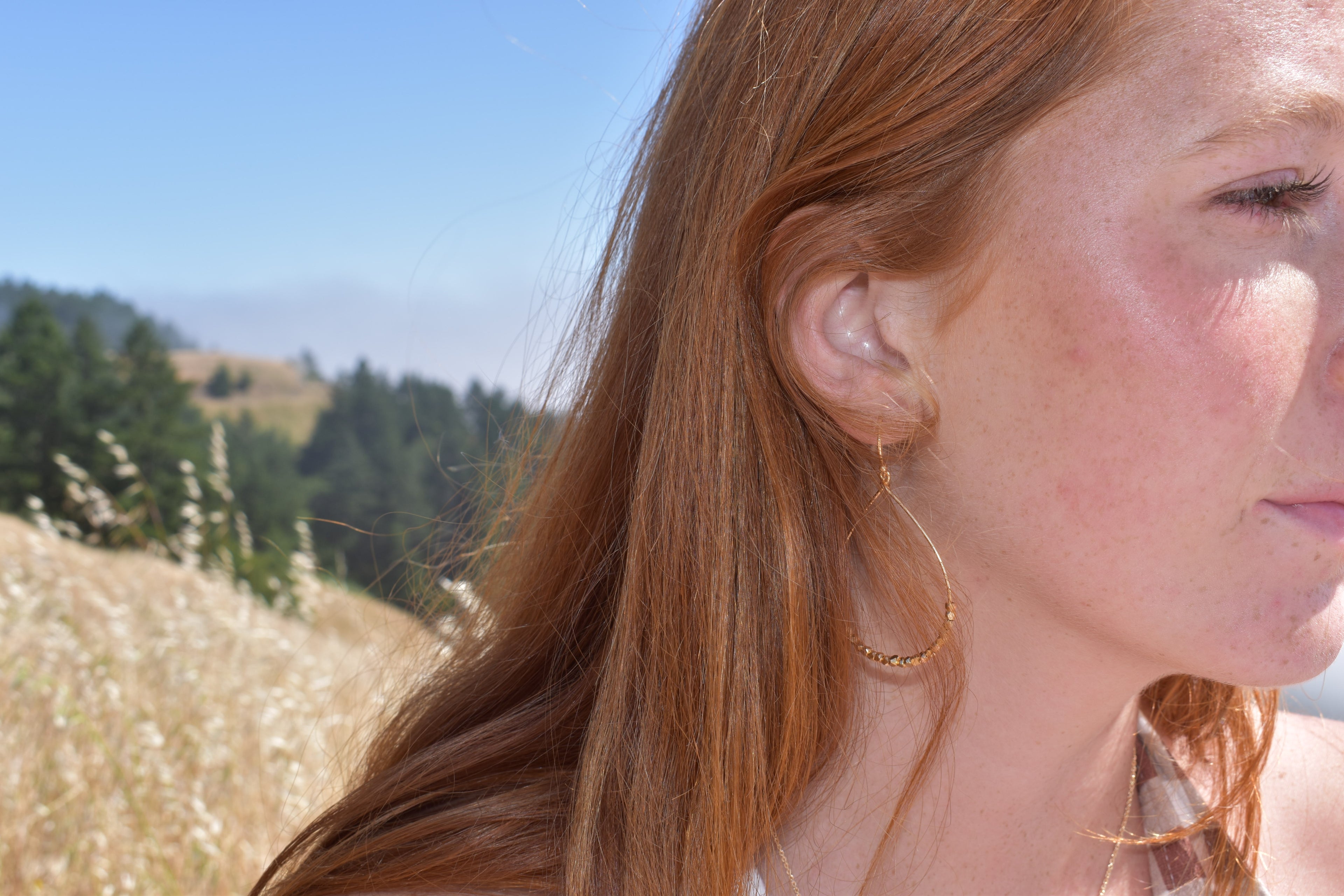 Gold Beaded Teardrop Earrings
