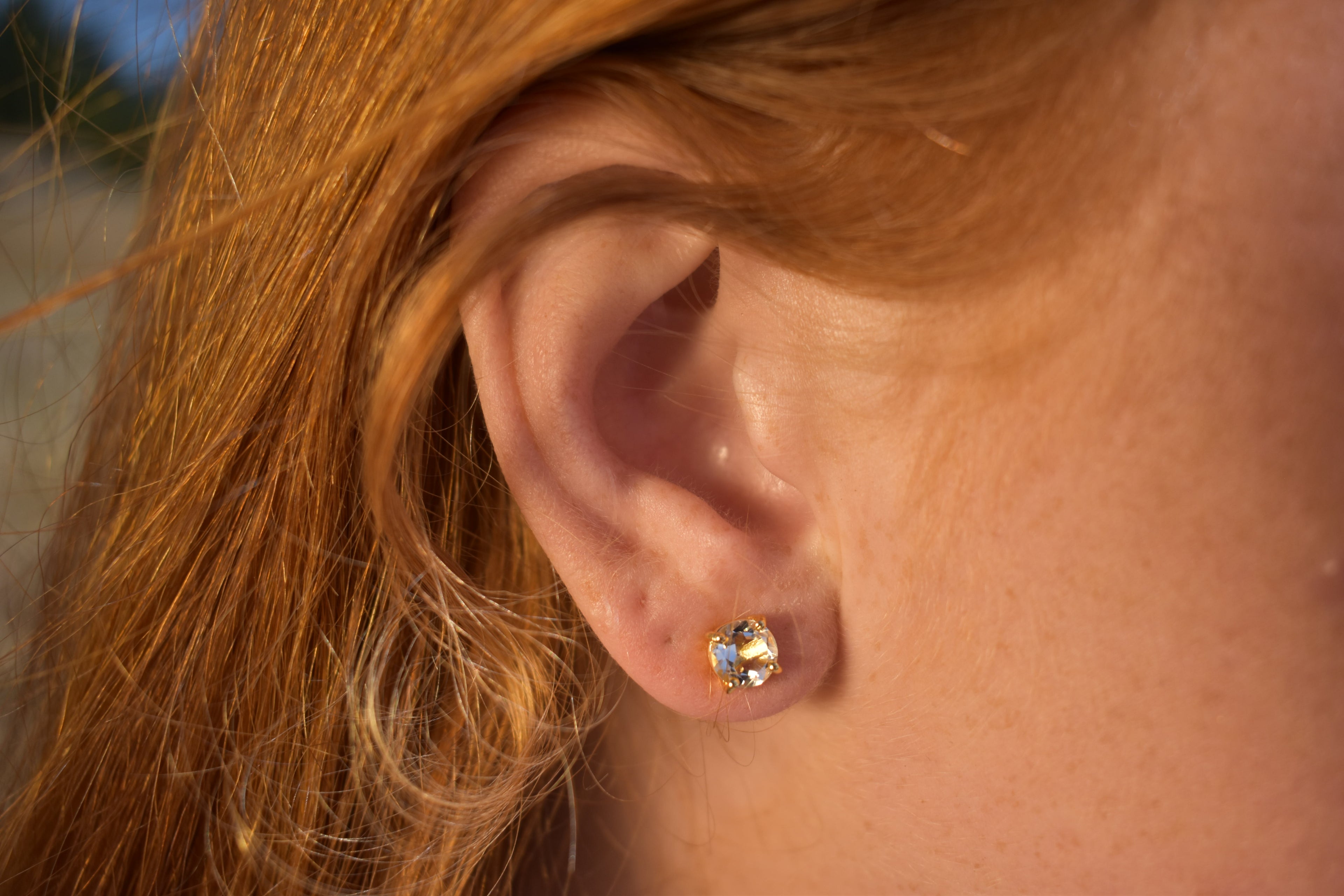 Gold Prong Herkimer Diamond Studs