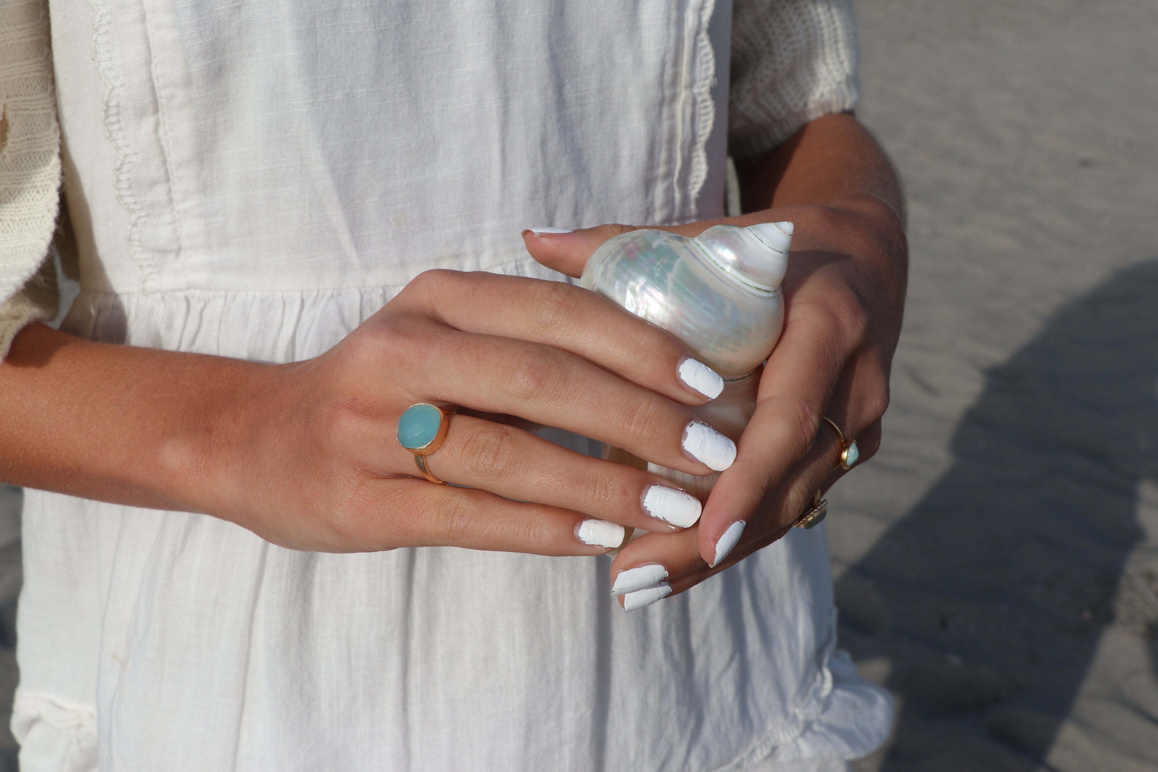 Aqua Chalcedony Ring