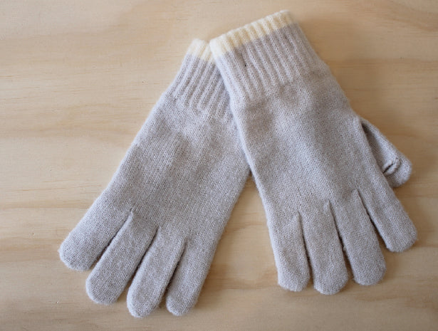 CREAM TRIMMED GLOVES - CLOUD