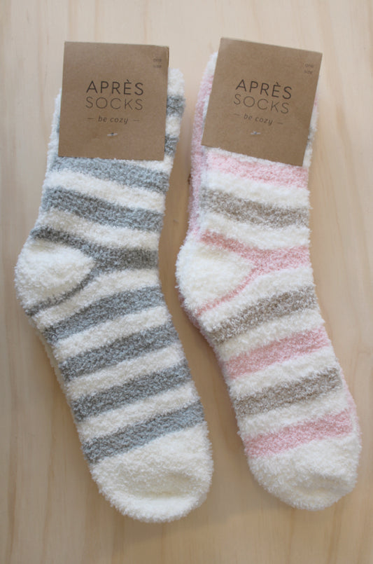 STRIPED FUZZY SOCKS - CLOUD