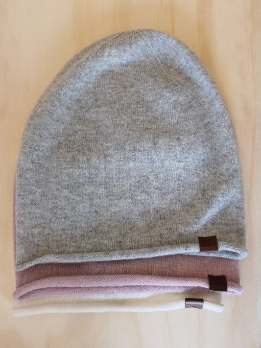 WOOL SLOUCHY BEANIE - ROSE