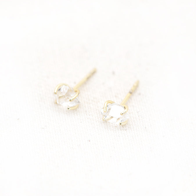 Gold Prong Herkimer Diamond Studs