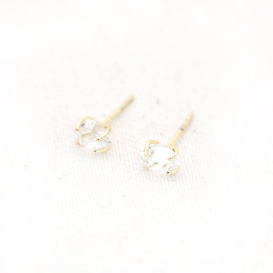 Gold Prong Herkimer Diamond Studs